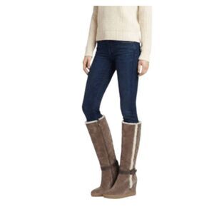 AQUATALIA Callie Faux-Shearling Tall Wedge Boot Size 7.5